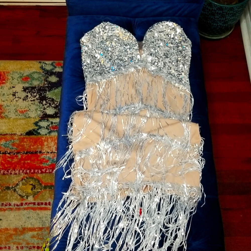 Sequins Tassel Sweetheart Dress